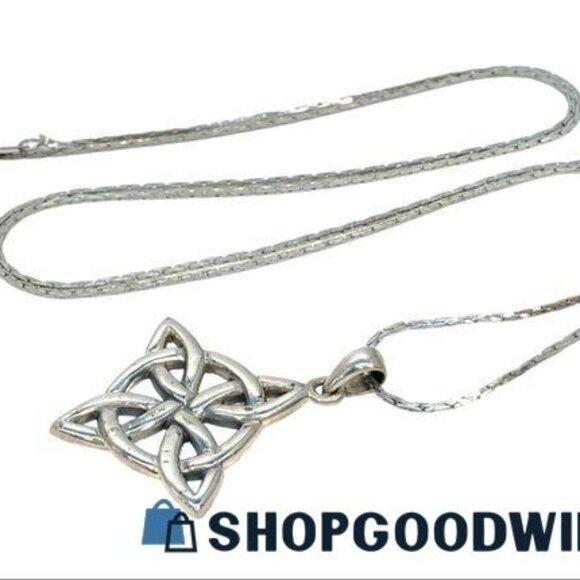 Peter Stone Sterling Celtic Knot and Chain Necklace - Picture 3 of 4